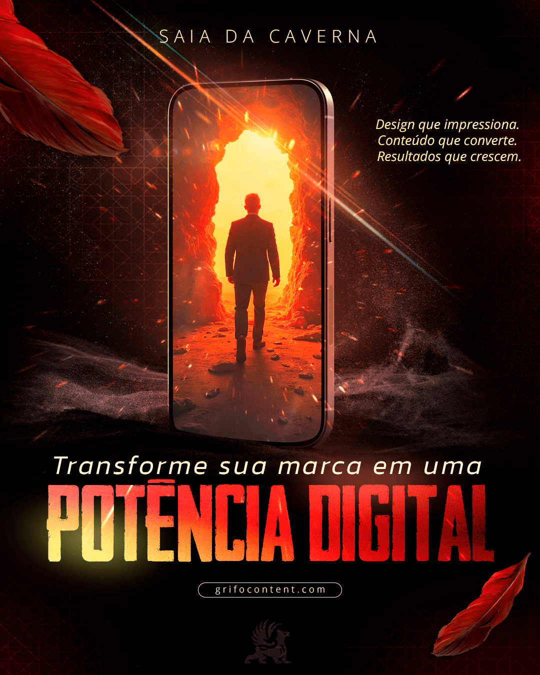 Mais que uma agência: \ Somos {parceiros do seu negócio.} \ Transformamos {sua visão} em {soluções concretas}, cuidando da sua marca com a mesma paixão que cuidamos da nossa.
